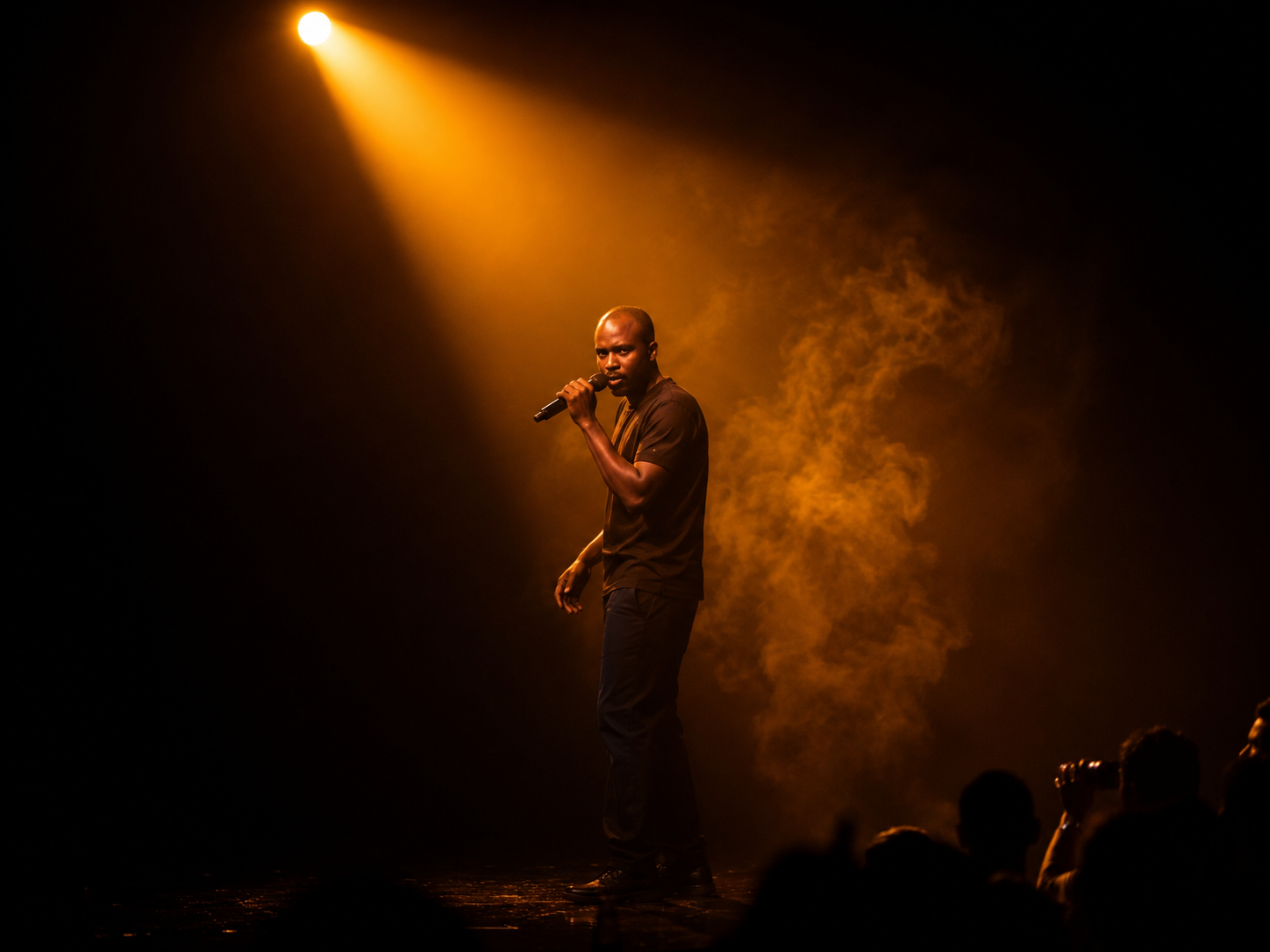 Sutu Fire — live under a single gold spotlight